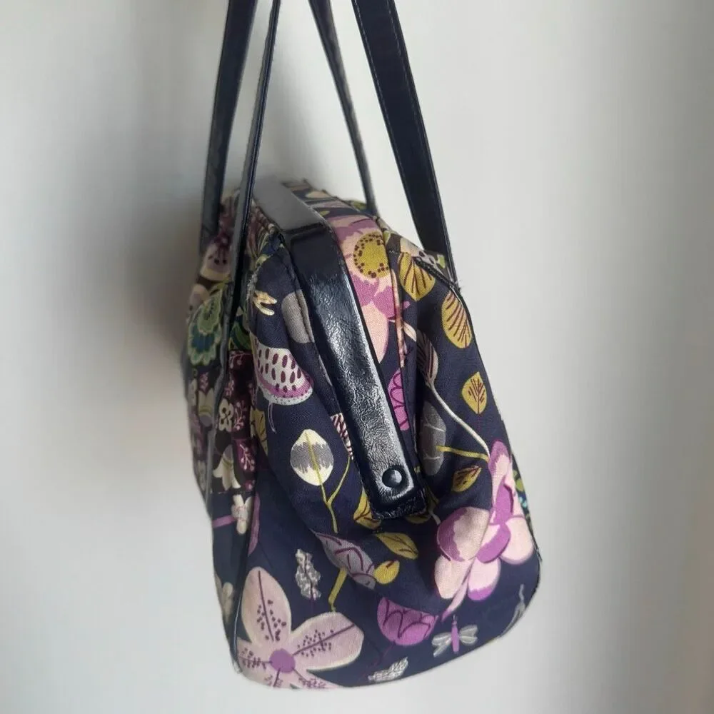 Vera Bradley Bird Floral Print Satchel Purse Blue